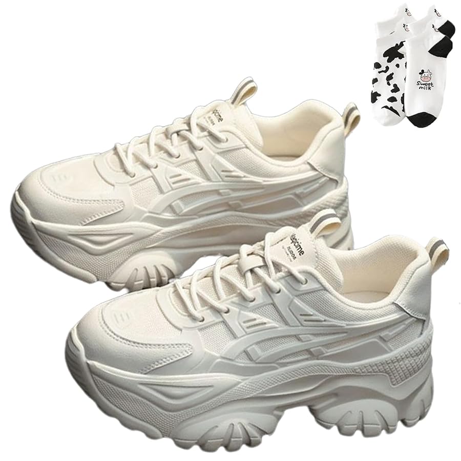 Amazon.com | LELEBEAR Chunky White Sneakers Women, Fashion